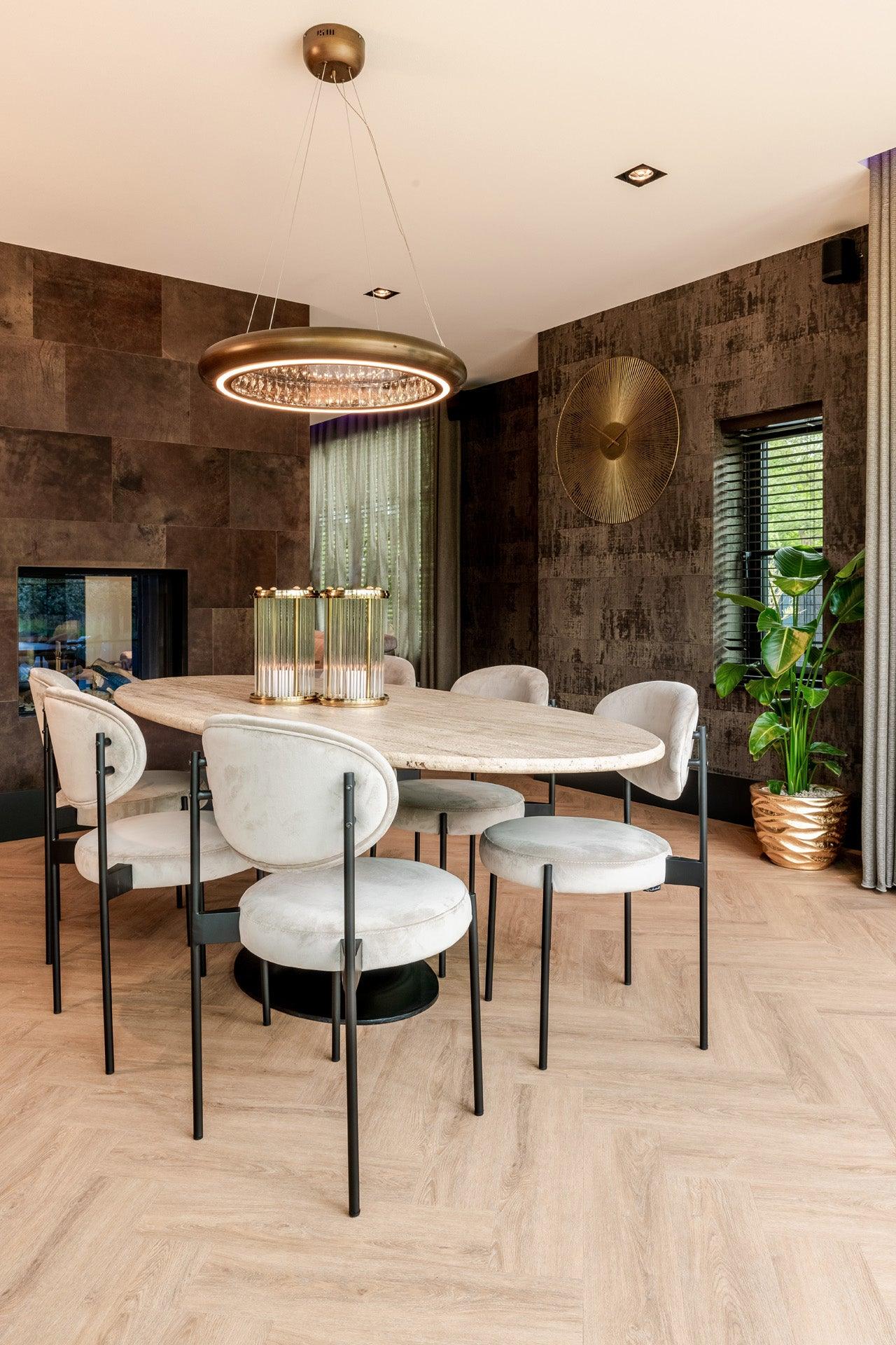 Hampton Oval Dining Table with Travertine Top by Richmond Interiors - Maison Rêves UK