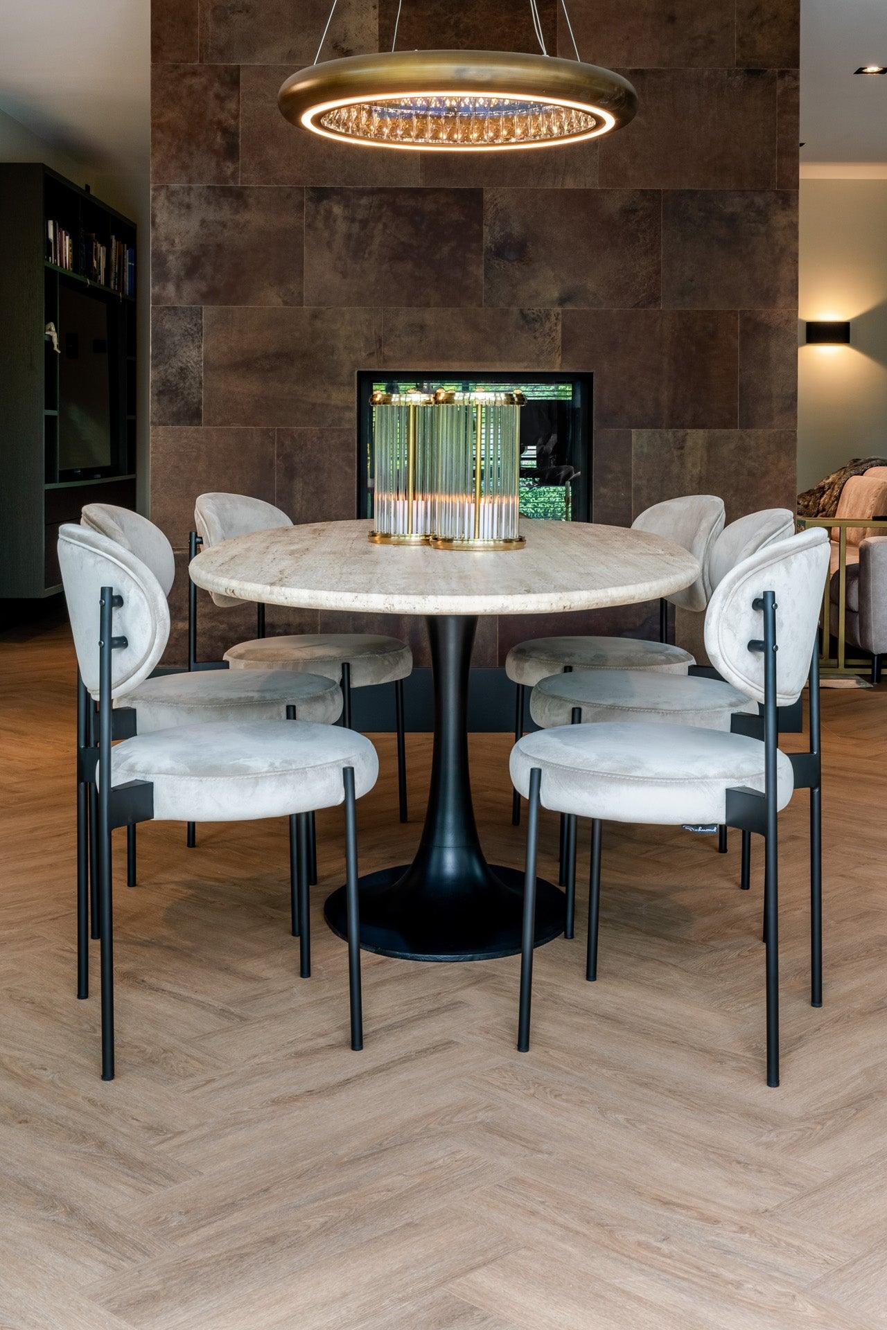 Hampton Oval Dining Table with Travertine Top by Richmond Interiors - Maison Rêves UK