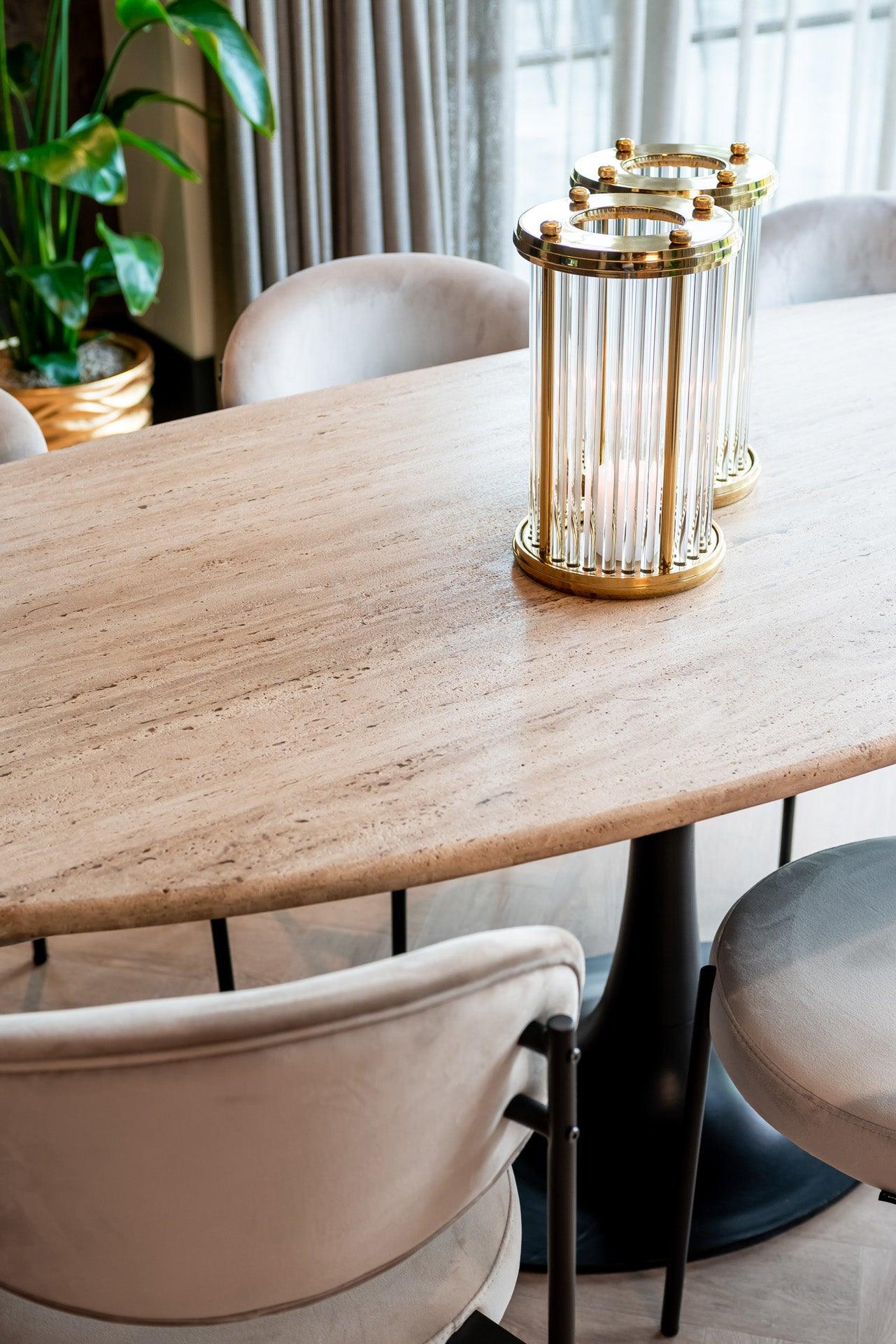 Hampton Oval Dining Table with Travertine Top by Richmond Interiors - Maison Rêves UK