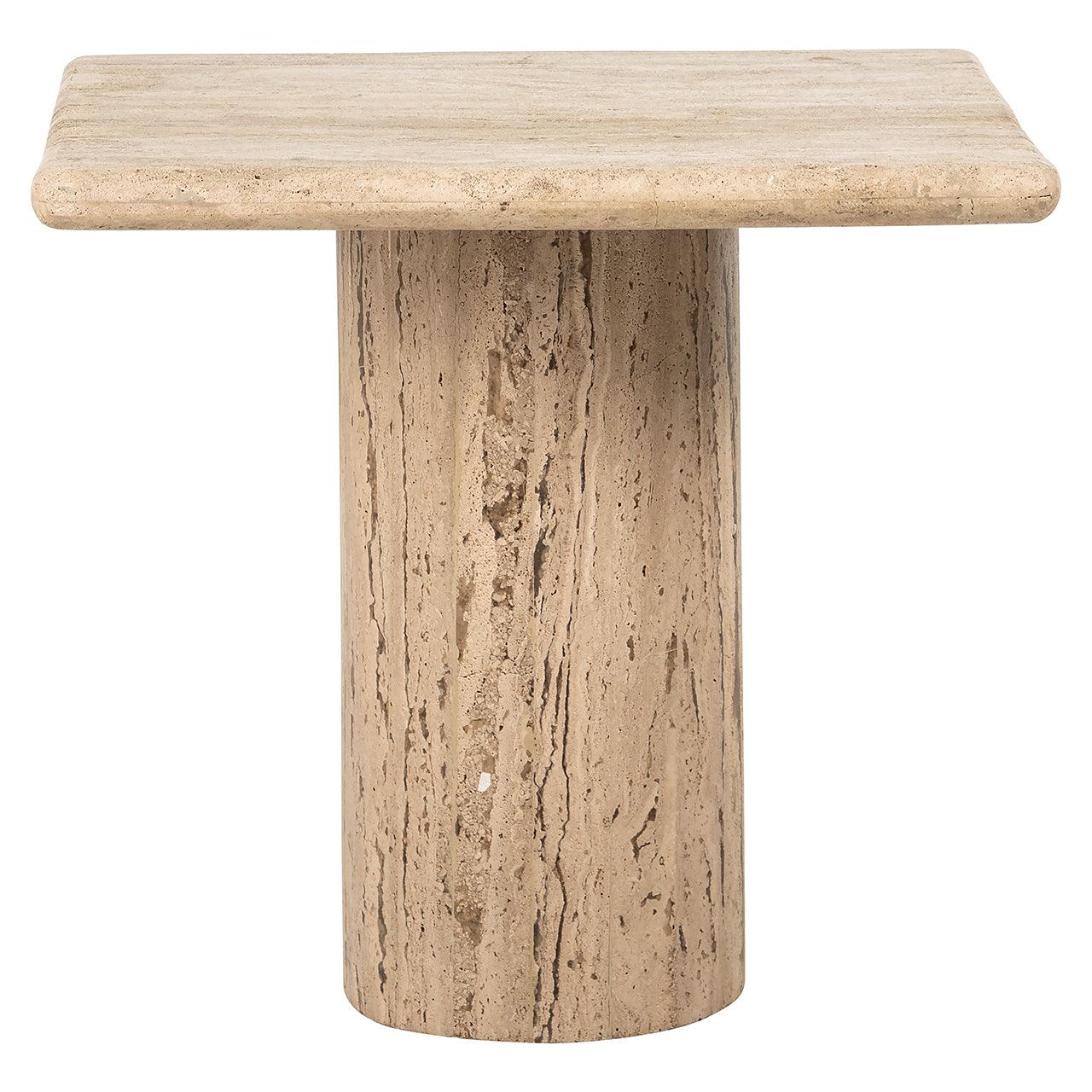 Hampton Travertine Side Table with Square Top by Richmond Interiors - Maison Rêves UK