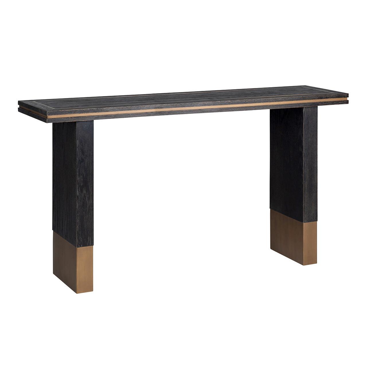 Hunter Black Rustic Console Table with Gold Accents by Richmond Interiors - Maison Rêves UK