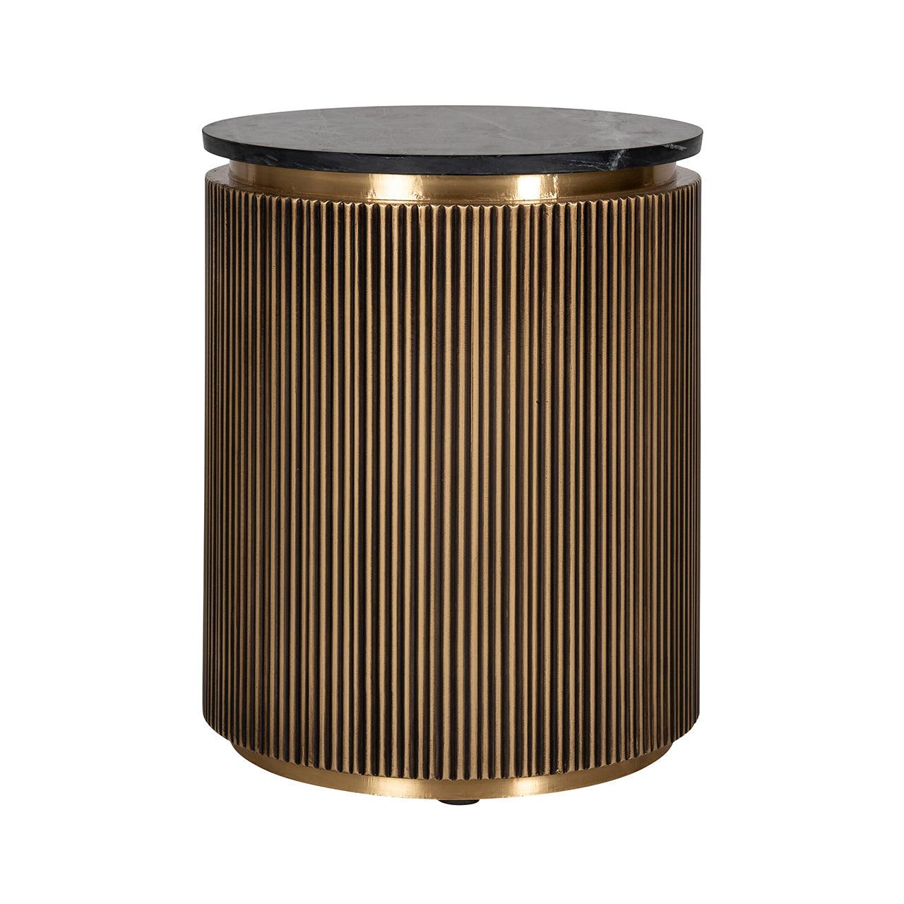 Ironville Circular Gold Side Table with Black Marble Top by Richmond Interiors - Landed Stock - Maison Rêves UK