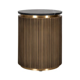 Ironville Circular Gold Side Table with Black Marble Top by Richmond Interiors - Landed Stock - Maison Rêves UK