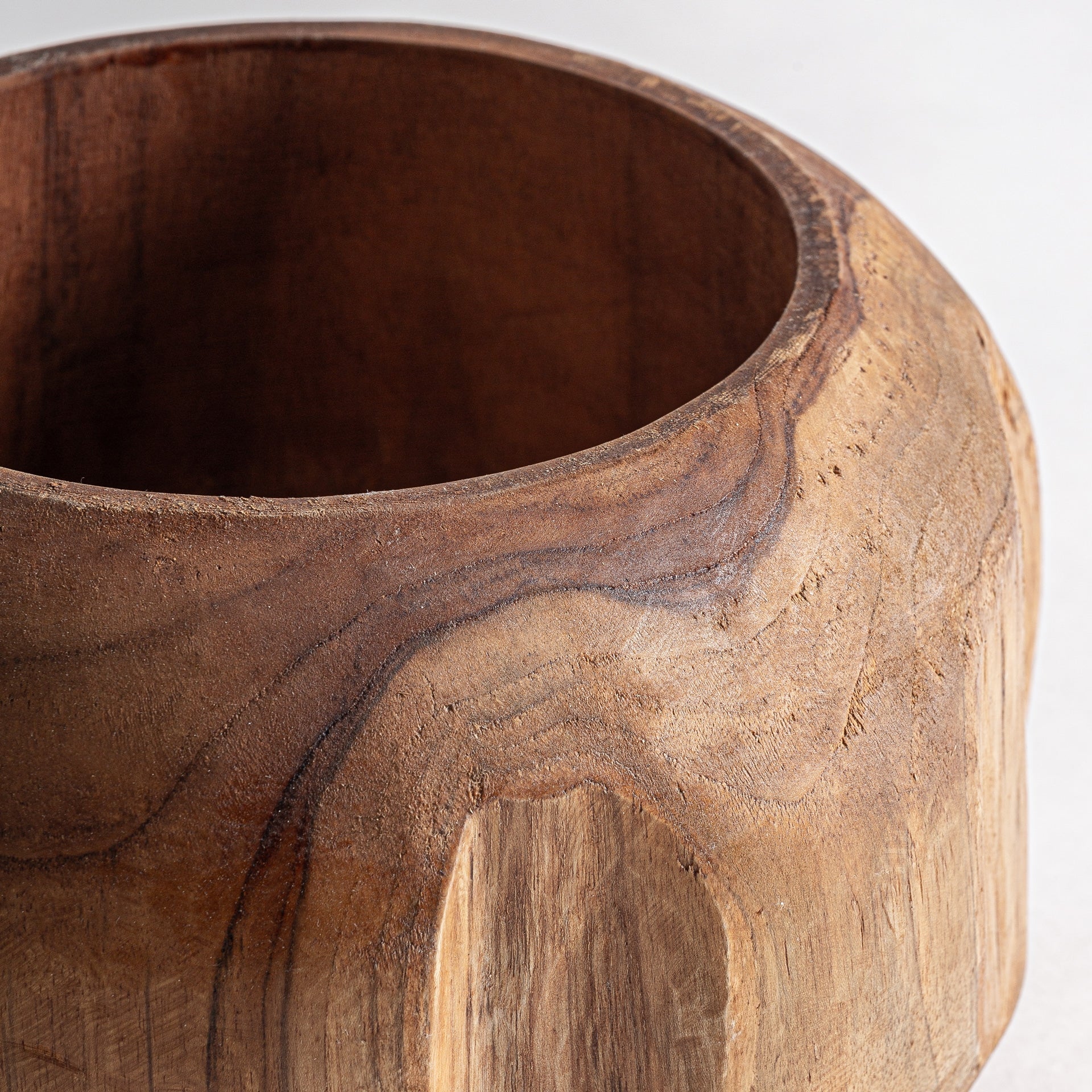 Humble Teak Wood Vase - 19cm - Maison Rêves UK