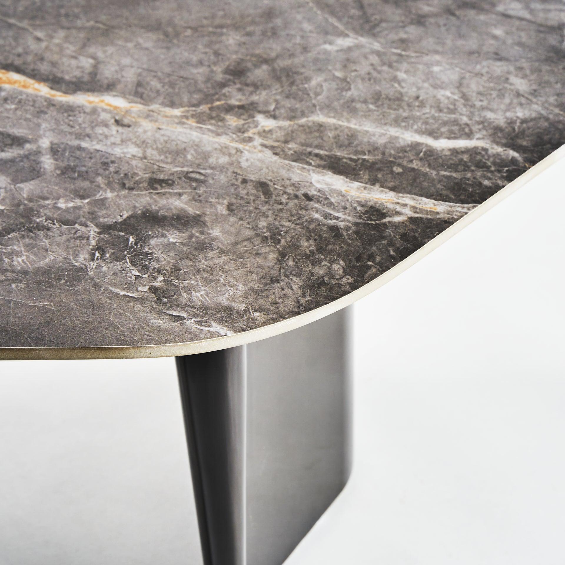 Kalvatn Steel Coffee Table Marble Top - Small - Maison Rêves UK