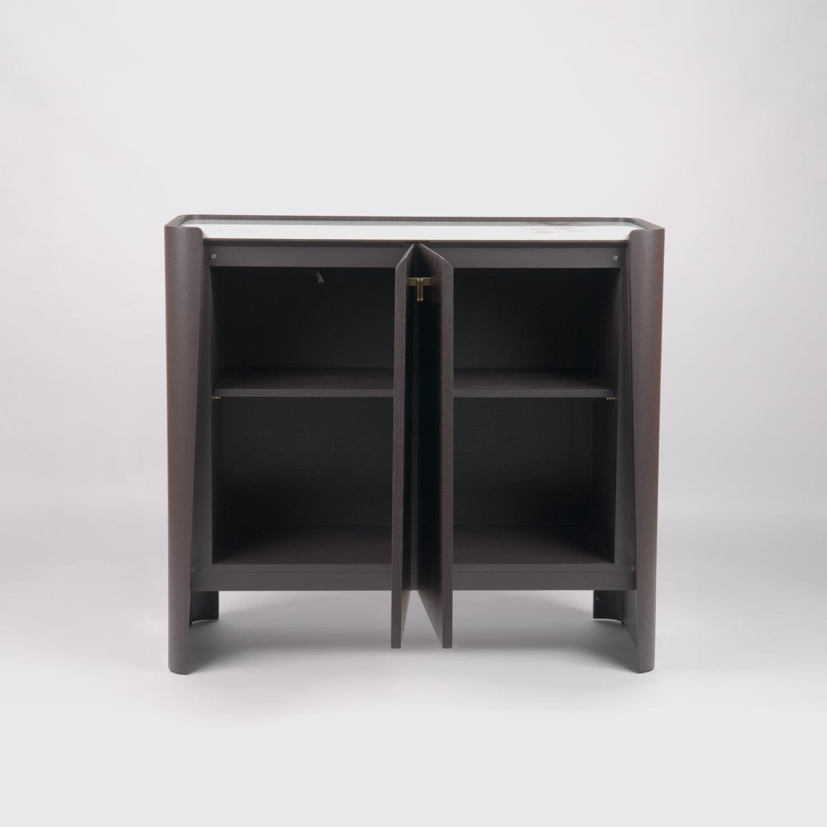 Kelly 2 Door Espresso Oak Cabinet Ceramic Marble by Eccotrading Design London - Maison Rêves UK