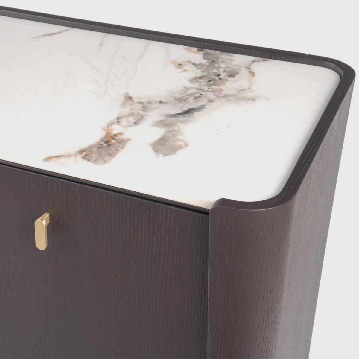 Kelly 2 Door Espresso Oak Cabinet Ceramic Marble by Eccotrading Design London - Maison Rêves UK