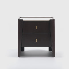 Kelly 2 Drawer Espresso Oak Bedside Chest Ceramic Marble by Eccotrading Design London - Maison Rêves UK