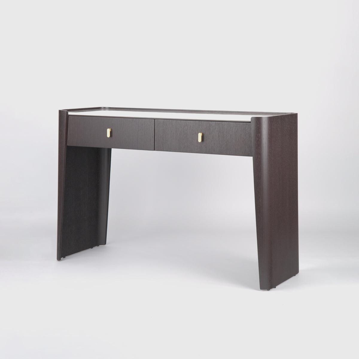 Kelly 2 Drawer Espresso Oak Console Table and Ceramic Marble by Eccotrading Design London - Maison Rêves UK