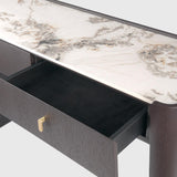 Kelly 2 Drawer Espresso Oak Console Table and Ceramic Marble by Eccotrading Design London - Maison Rêves UK