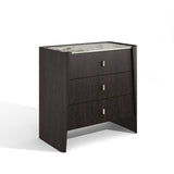 Kelly 3 Drawer Bedside Chest Dark Walnut and Ceramic Marble by Eccotrading Design London