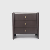 Kelly 3 Drawer Espresso Oak Bedside Chest Ceramic Marble by Eccotrading Design London - Maison Rêves UK