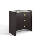 Kelly 3 Drawer Espresso Oak Bedside Chest Ceramic Marble by Eccotrading Design London - Maison Rêves UK