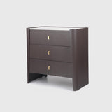 Kelly 3 Drawer Espresso Oak Bedside Chest Ceramic Marble by Eccotrading Design London - Maison Rêves UK