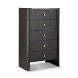 Kelly 5 Drawer Tall Chest of Drawers Dark Walnut and Ceramic Marble by Eccotrading Design London