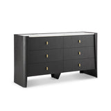 Kelly 6 Drawer Chest of Drawers Dark Walnut and Ceramic Marble by Eccotrading Design London