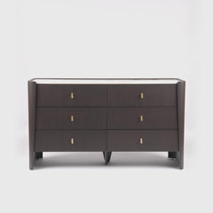 Kelly 6 Drawer Espresso Oak Chest of Drawers Ceramic Marble by Eccotrading Design London - Maison Rêves UK