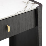 Kelly 2 Drawer Console Table Dark Walnut and Ceramic Marble by Eccotrading Design London