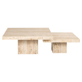 La Cantera Set of 2 Travertine Square Coffee Tables by Richmond Interiors - Maison Rêves UK