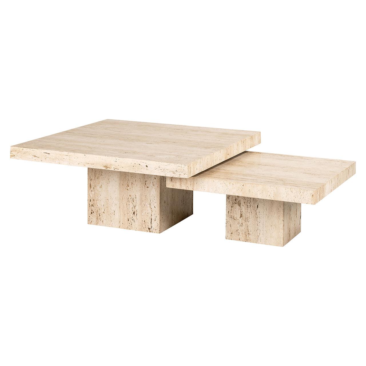 La Cantera Set of 2 Travertine Square Coffee Tables by Richmond Interiors - Maison Rêves UK