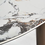 Laggan Steel Dining Table Oval Marble Top - Maison Rêves UK