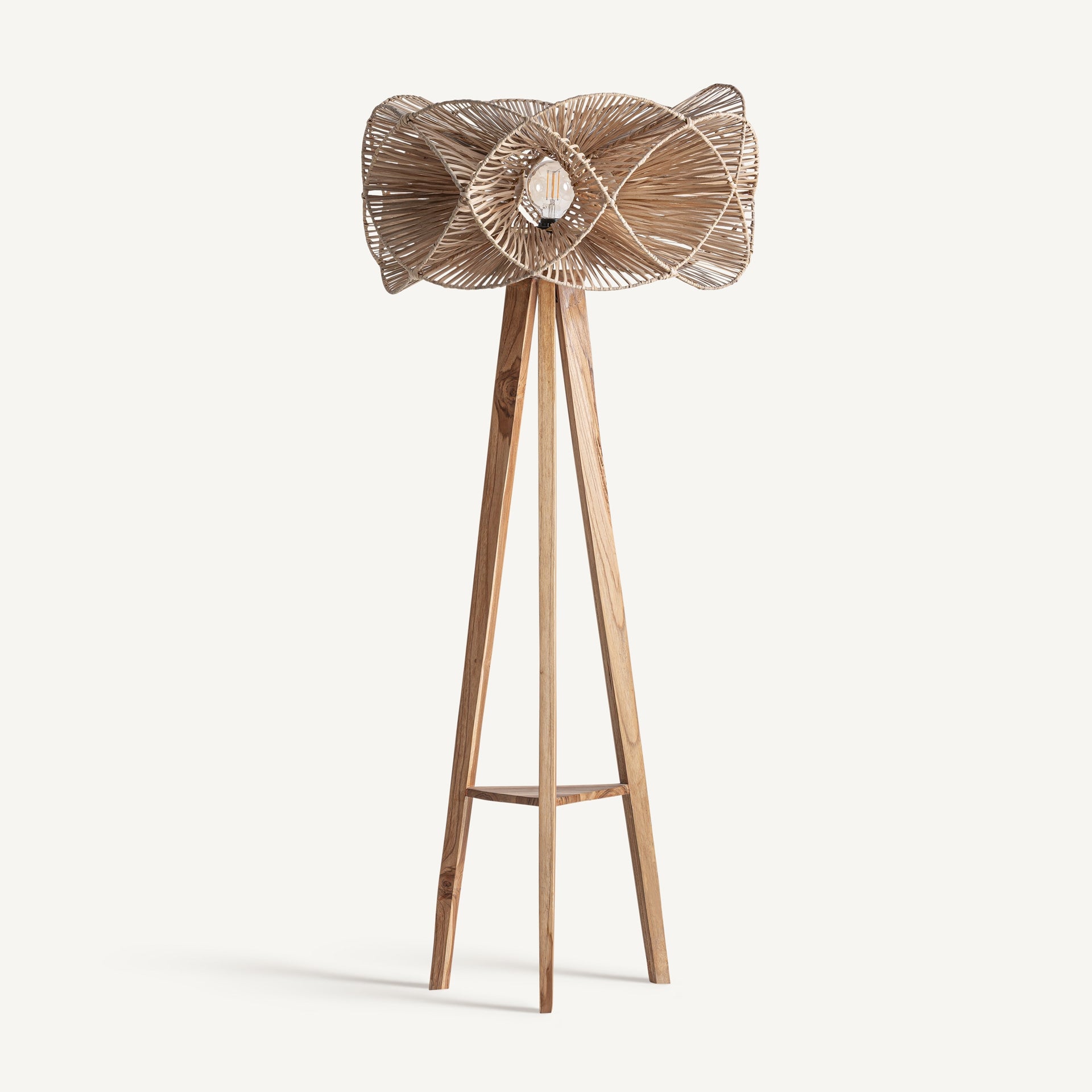 Varsha Teak Wood Floor Lamp - Maison Rêves UK