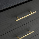 Lantine 3 Drawer Dresser - Black Oak & Brass