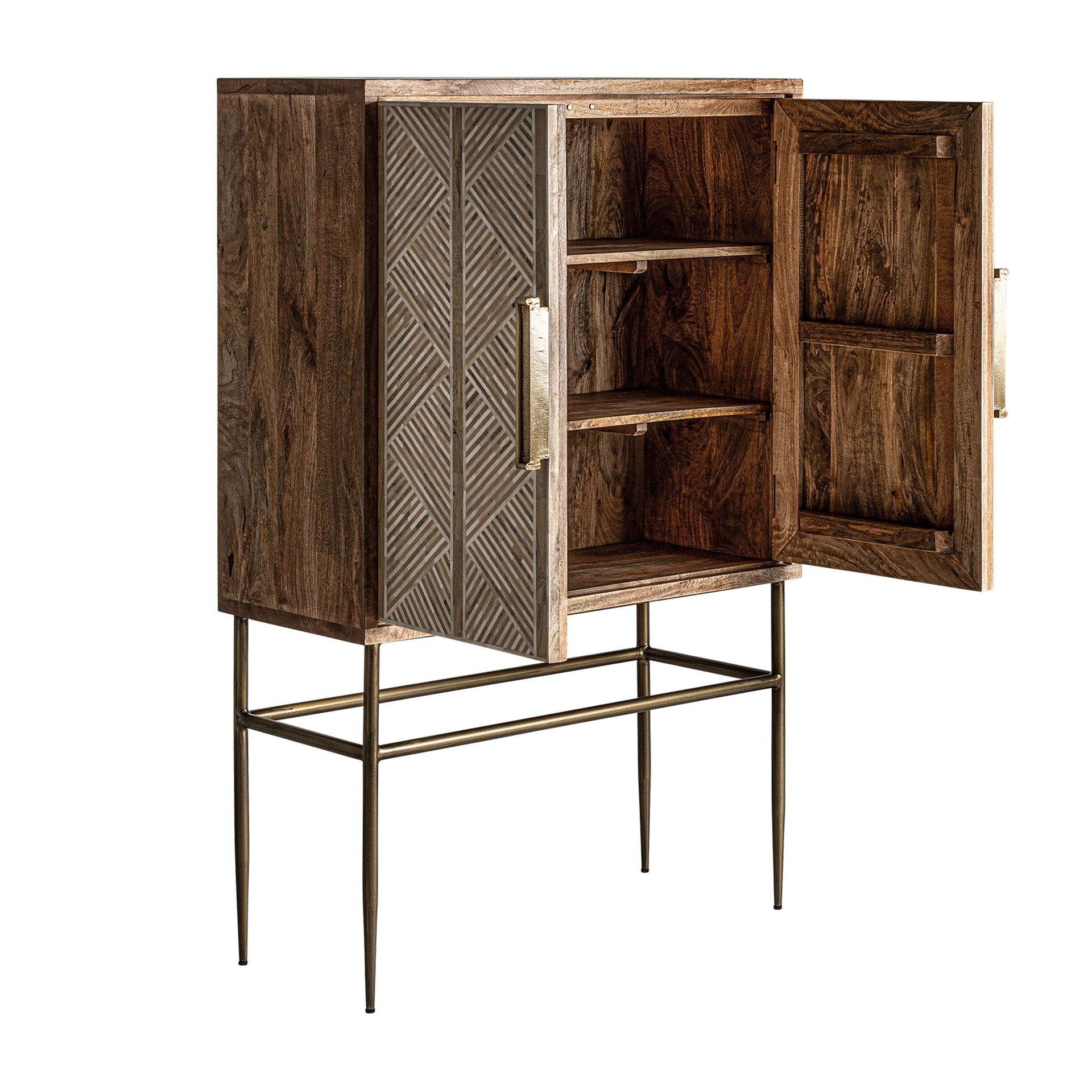 Laugna Mango Wood Cabinet Bone Inlay - Maison Rêves UK