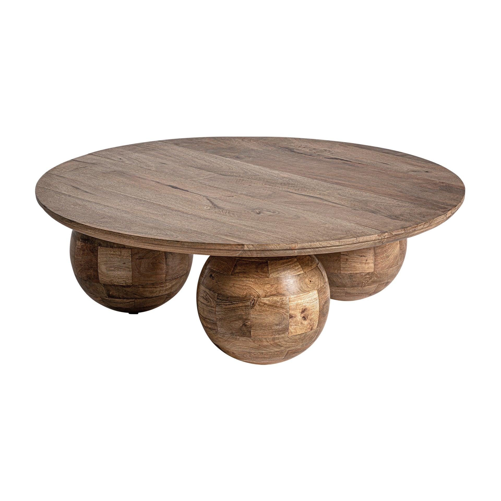 Laugna Mango Wood Circular Coffee Table - Maison Rêves UK