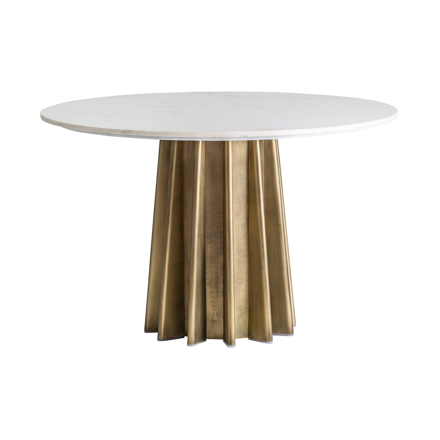 Lezey Circular Dining Table White Marble Top - Maison Rêves UK