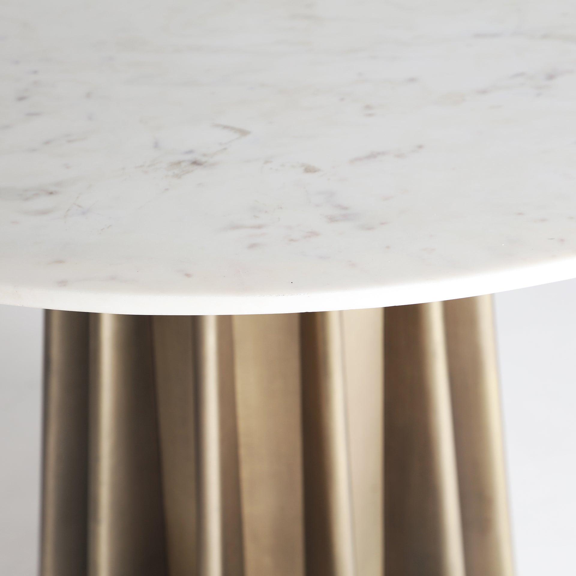 Lezey Circular Dining Table White Marble Top - Maison Rêves UK