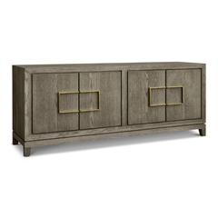 Lucca 4-Door Sideboard in Textured Grey/Taupe Coloured Oak Veneer by Berkeley Designs - Maison Rêves UK