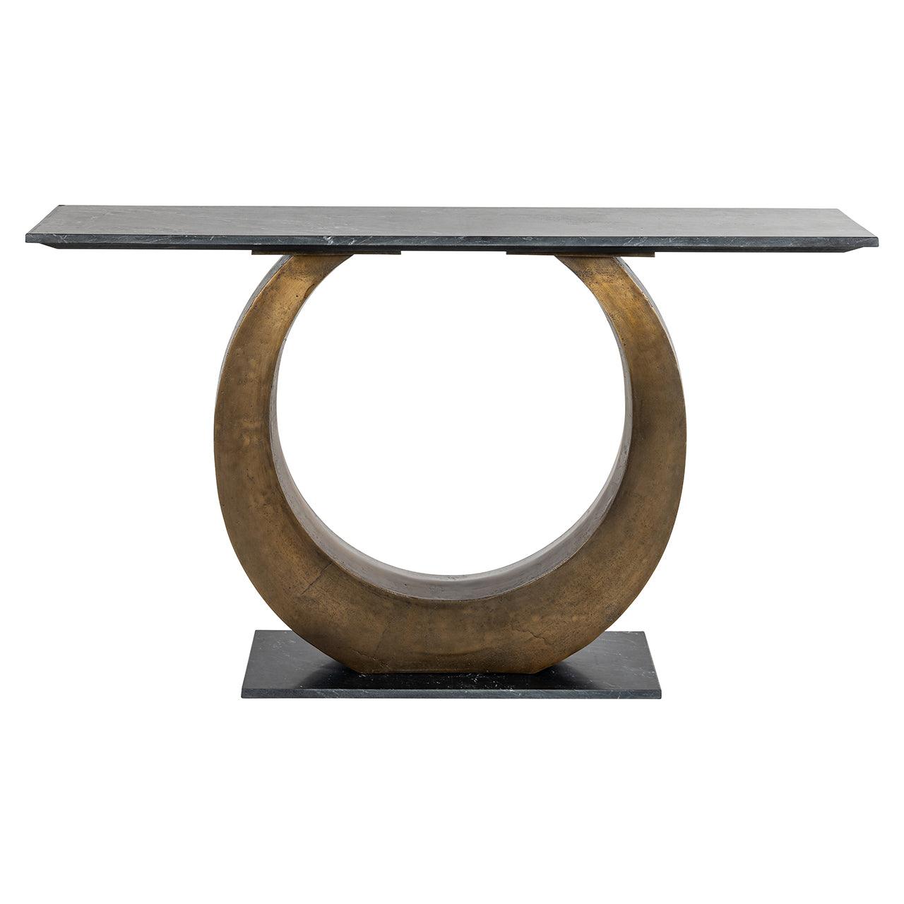 Luna Brushed Gold Console Table with Marble Top by Richmond Interiors - Maison Rêves UK