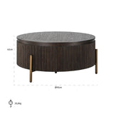 Luxor Brown Wood Circular Coffee Table with Brushed Gold legs by Richmond Interiors - Maison Rêves UK