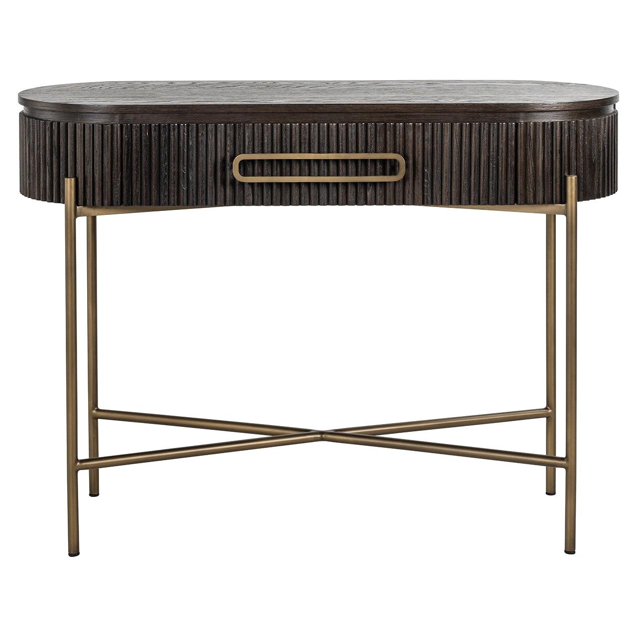 Luxor Brown Wood Ribbed Console Table by Richmond Interiors - Maison Rêves UK