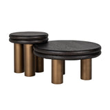 Macaron Circular Black Rustic End Table with Metal Base by Richmond Interiors - Maison Rêves UK