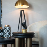 Macaron Circular Black Rustic End Table with Metal Base by Richmond Interiors - Maison Rêves UK