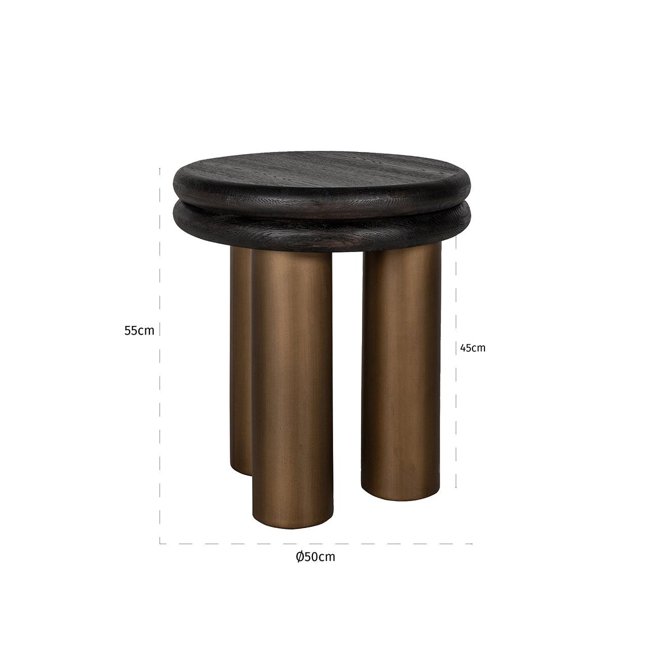 Macaron Circular Black Rustic End Table with Metal Base by Richmond Interiors - Maison Rêves UK