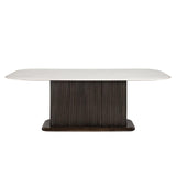 Mayfield White Marble Top Rectangular Dining Table with Brown Wood Base by Richmond Interiors - Maison Rêves UK