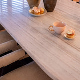 Mayfield White Marble Top Rectangular Dining Table with Brown Wood Base by Richmond Interiors - Maison Rêves UK