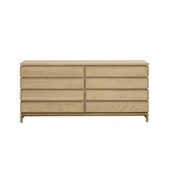 Menorca Natural Oak Chest of Drawers with Gold Metal Base - Maison Rêves UK