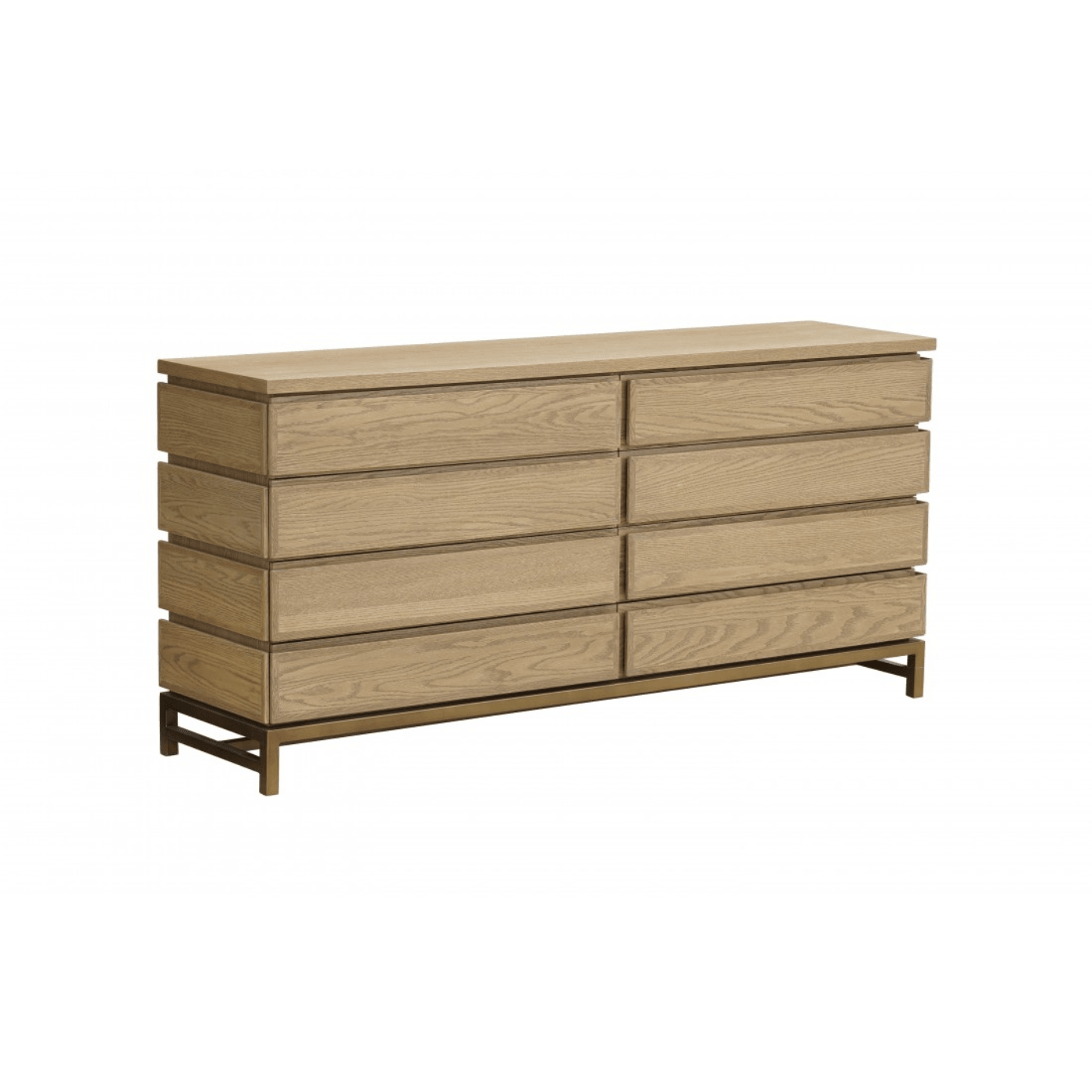 Menorca Natural Oak Chest of Drawers with Gold Metal Base - Maison Rêves UK