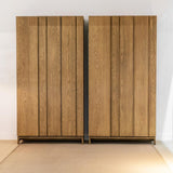 Menorca Natural Oak Tall Cabinet with 3 Doors - Maison Rêves UK