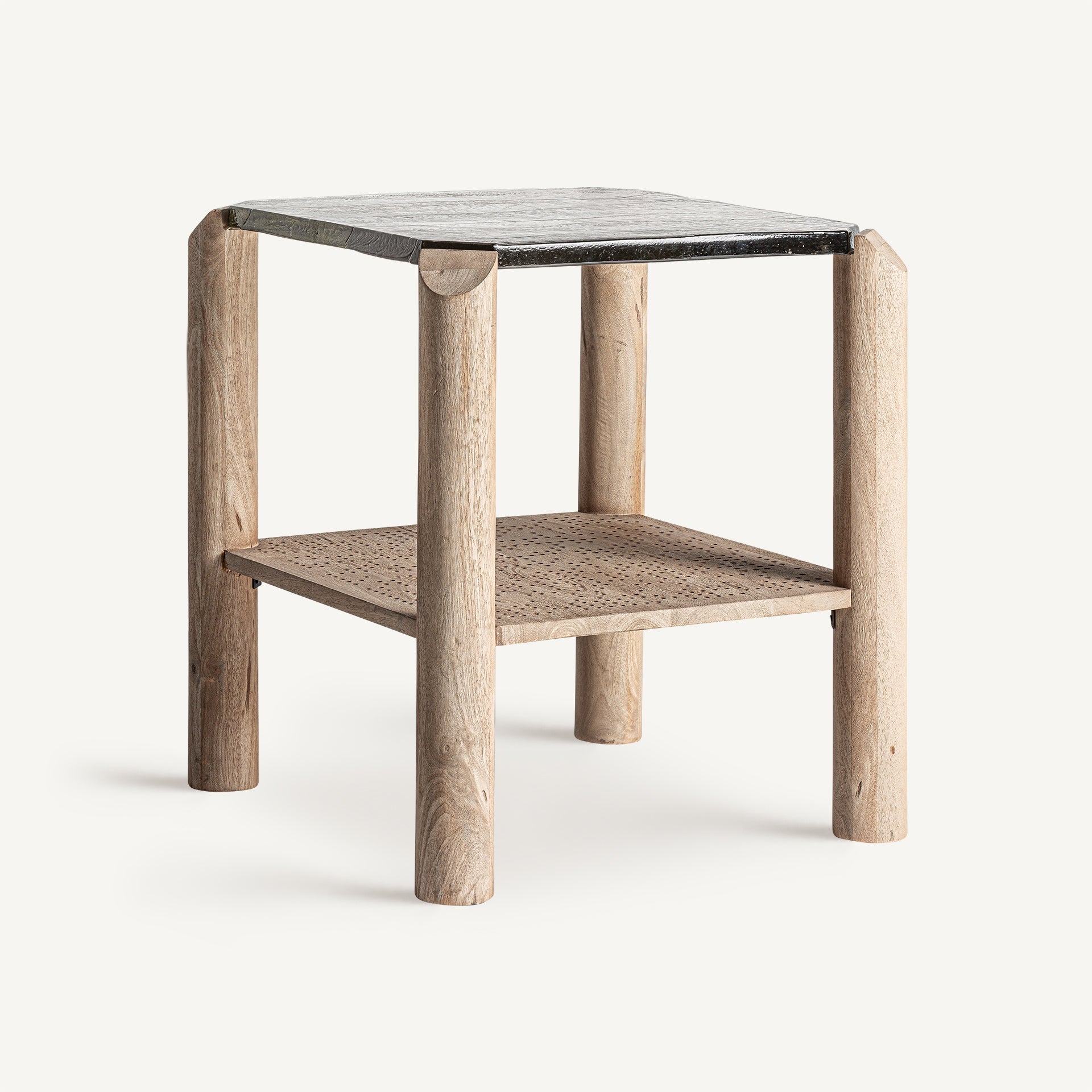 Jacquard Mango Wood Side Table - 57cm - Maison Rêves UK