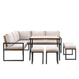 Napoli Wood & Iron Corner Dining Set - Maison Rêves UK