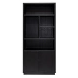 Oakura Large Black Oak Wood Bookcase with 2 Doors by Richmond Interiors - Maison Rêves UK