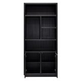 Oakura Large Black Oak Wood Bookcase with 2 Doors by Richmond Interiors - Maison Rêves UK