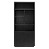 Oakura Large Black Oak Wood Bookcase with 2 Doors by Richmond Interiors - Maison Rêves UK