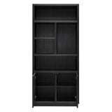 Oakura Large Black Oak Wood Bookcase with 2 Doors by Richmond Interiors - Maison Rêves UK