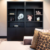 Oakura Large Black Oak Wood Bookcase with 2 Doors by Richmond Interiors - Maison Rêves UK